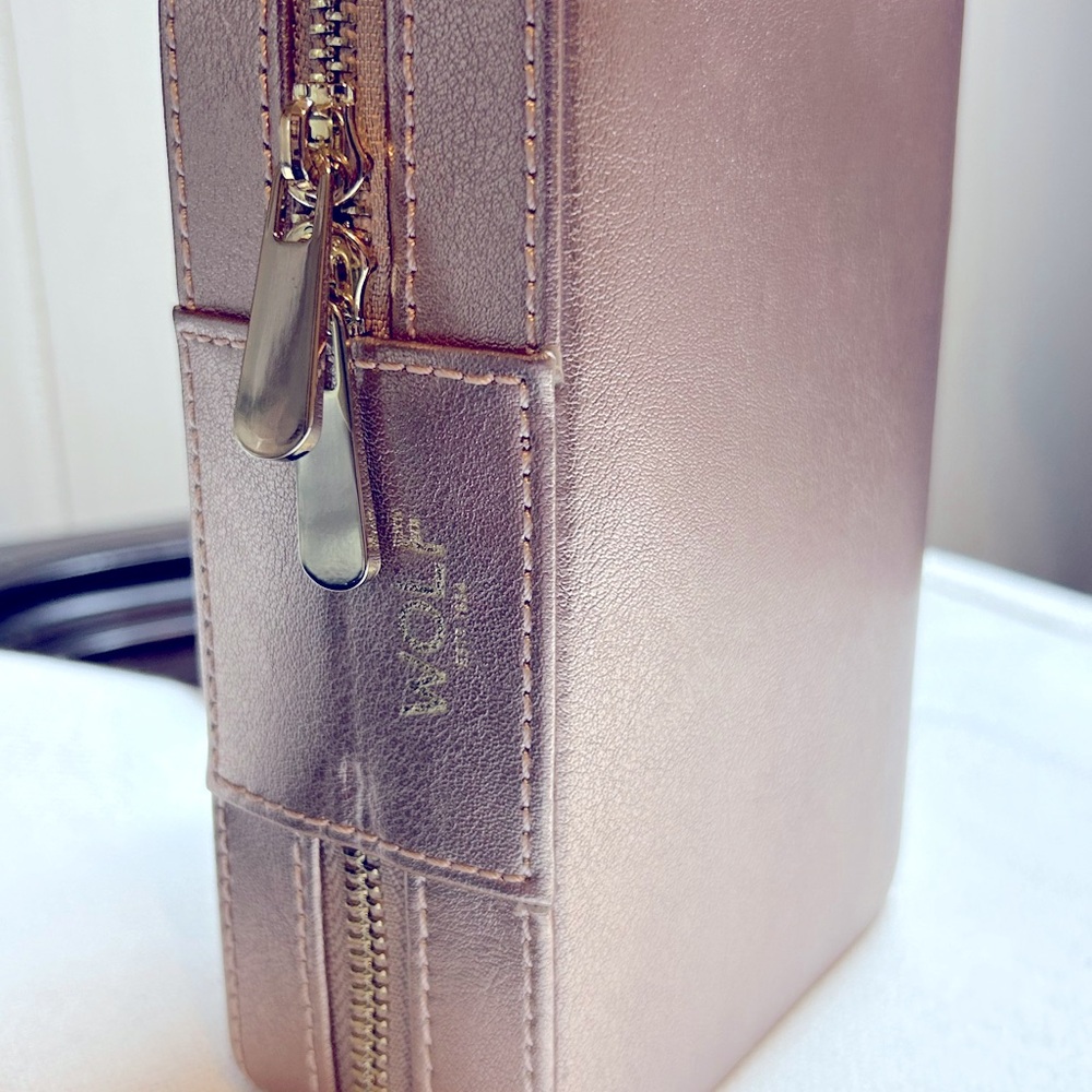 WOLF Palermo zip jewelry case in rose gold. Never used.